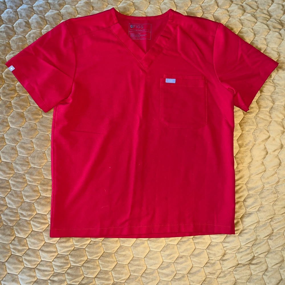 Figs Scarlet V-Neck Scrub Top